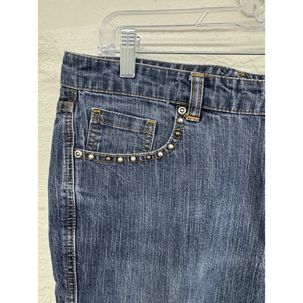 Chico's Platinum Blue Jeans Womens 1.5 T Barely Flare Leg Embellished Pocket - Picture 4 of 8
